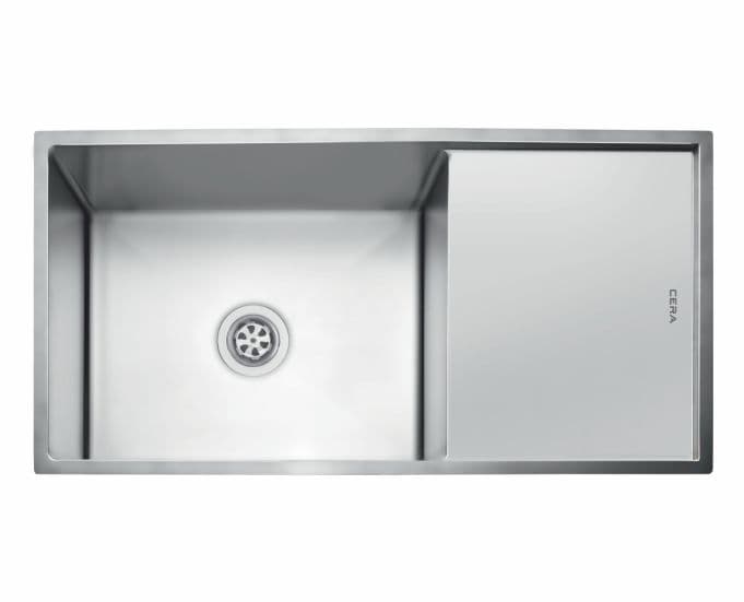 Maximus Single Bowl Kitchen Sink With Drain Board | Size: 915 x 460 x 230 mm (36" x 18" x 9") | Under mount | 304 Stainless Steel | Satin Finish — image 1