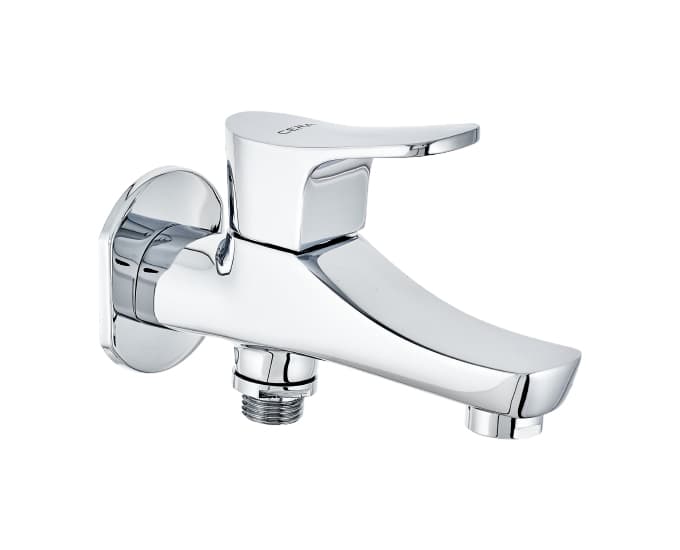 Perla 2-Way Bib Cock (Only Cold Water) With Flange | Chrome Finish — image 1