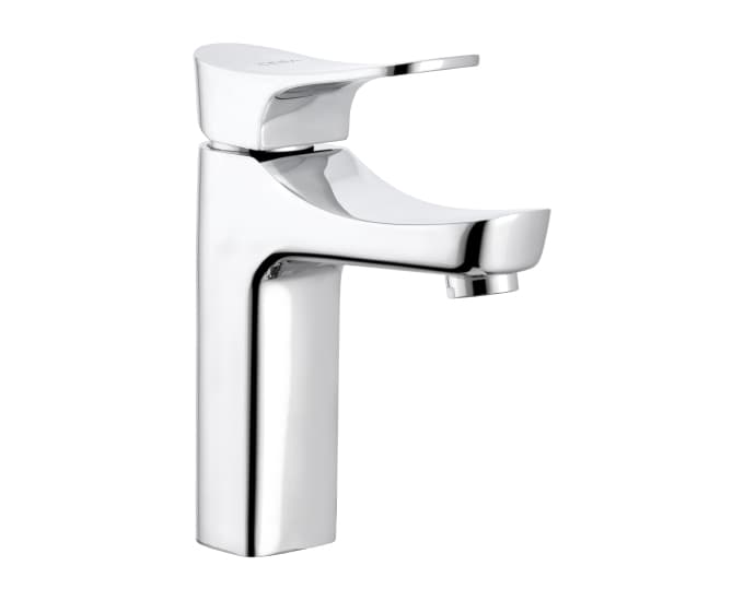 Perla Single Lever Basin Mixer (Hot & Cold Water) | Chrome Finish | With 450 mm braided connection pipe