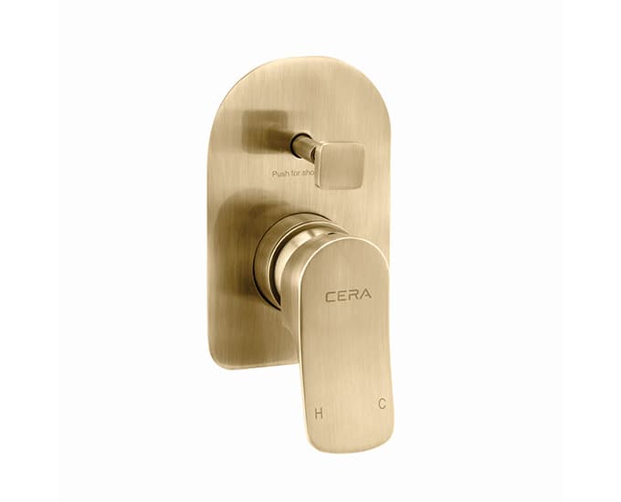 Perla Exposed Part for High Flow Single Lever Concealed Diverter | Antique Brass Finish | (Compatible With Concealed Part F4030101BA, Sold Separately)