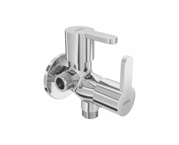 Victor 2-Way Angle Cock With Wall Flange | Chrome Finish