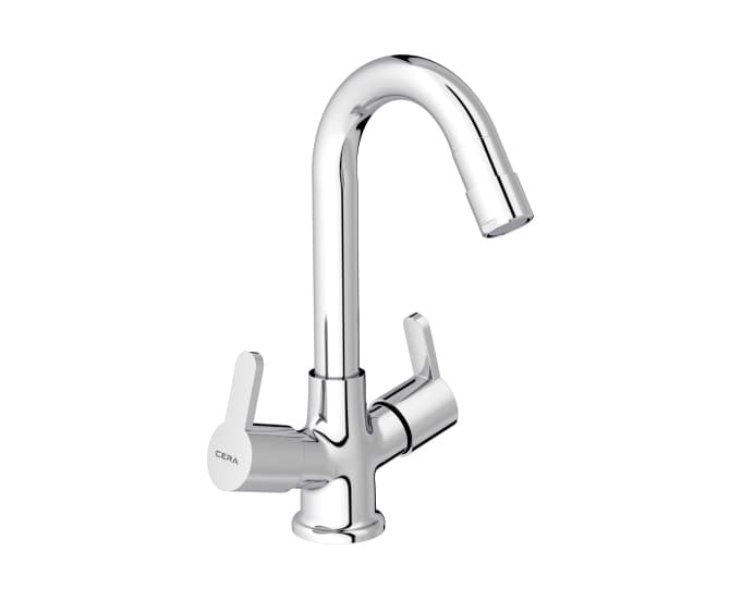 Victor Basin Mixer (Hot & Cold Water) | Chrome Finish | With 450 mm braided connection pipe