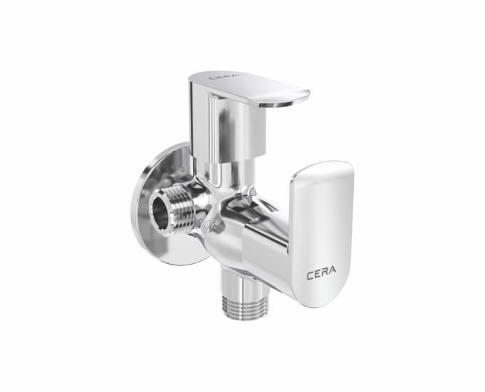 Chromo 2-Way Angle Cock With Wall Flange | Chrome Finish