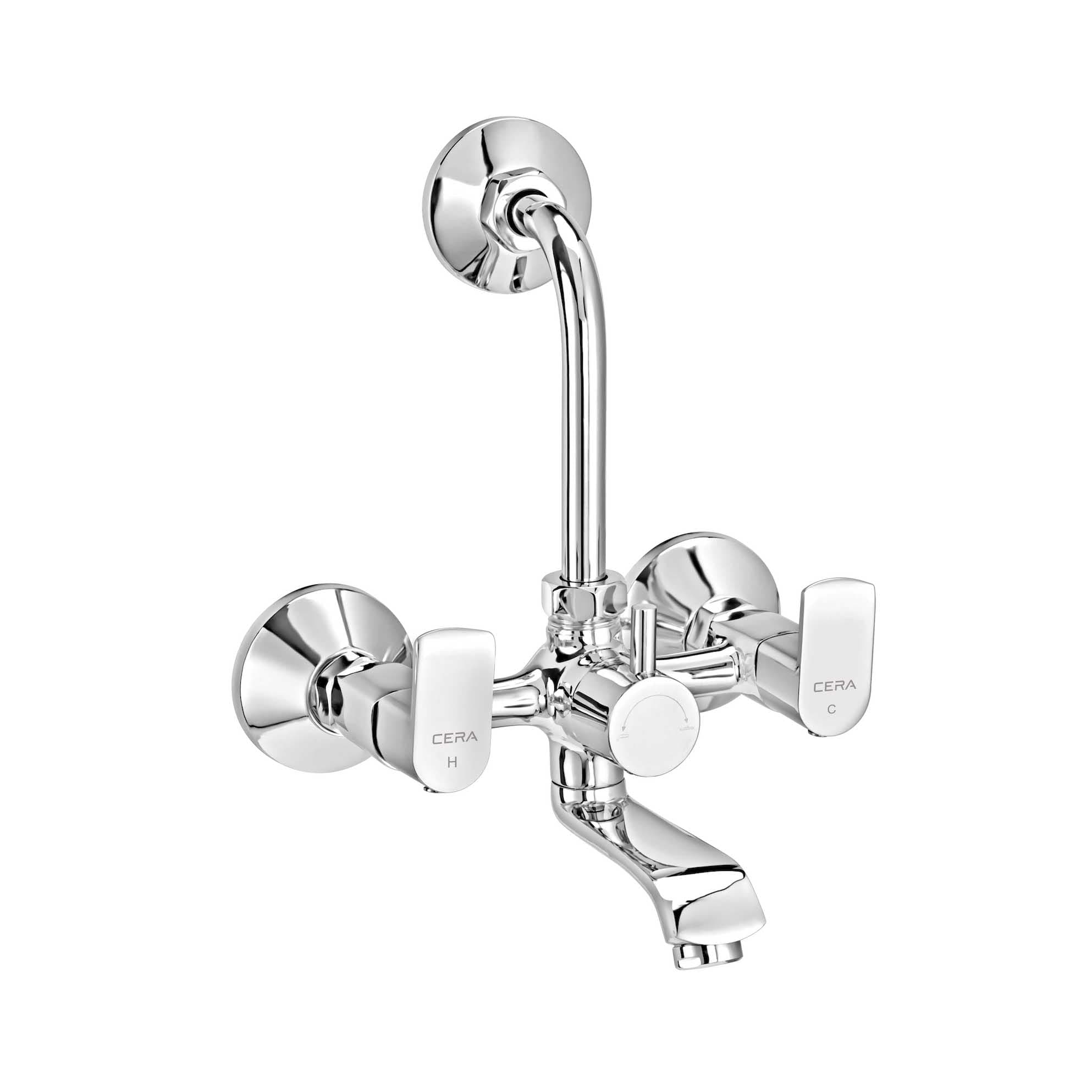 Chromo Wall Mixer With Bend Pipe for Overhead Shower | Chrome Finish