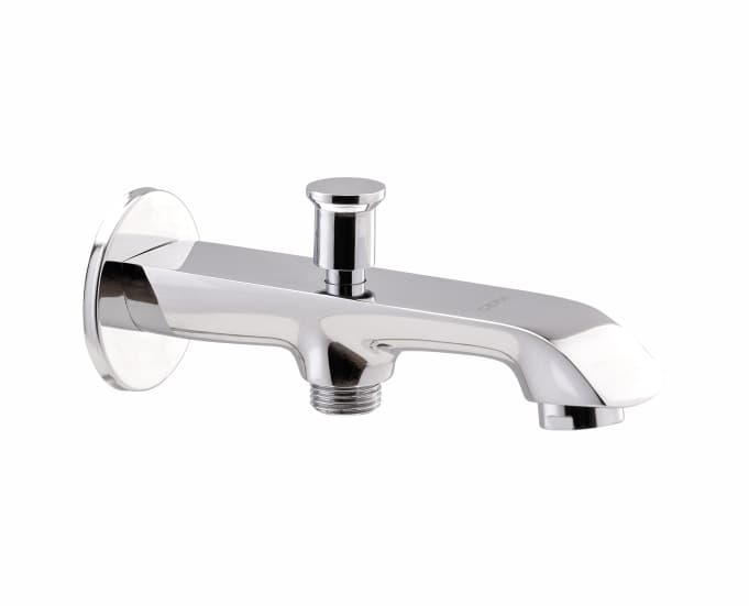 Chromo Bath Spout With Wall Flange and Button Arrangement for Hand Shower | Chrome Finish