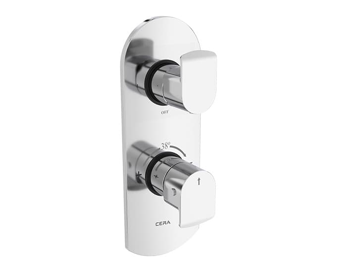 Chromo Exposed Part for 2 Outlets Single Lever Thermostatic Concealed Diverter | Chrome Finish | Compatible With Concealed Part F4080102 sold separately — image 1