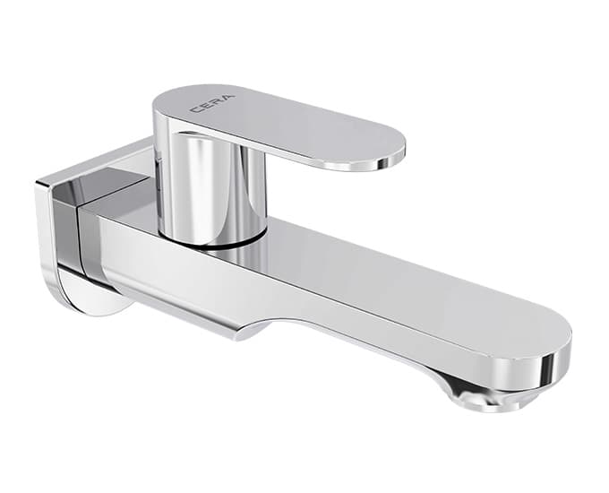 Curve Bib Cock (Only Cold Water) With Flange | Chrome Finish