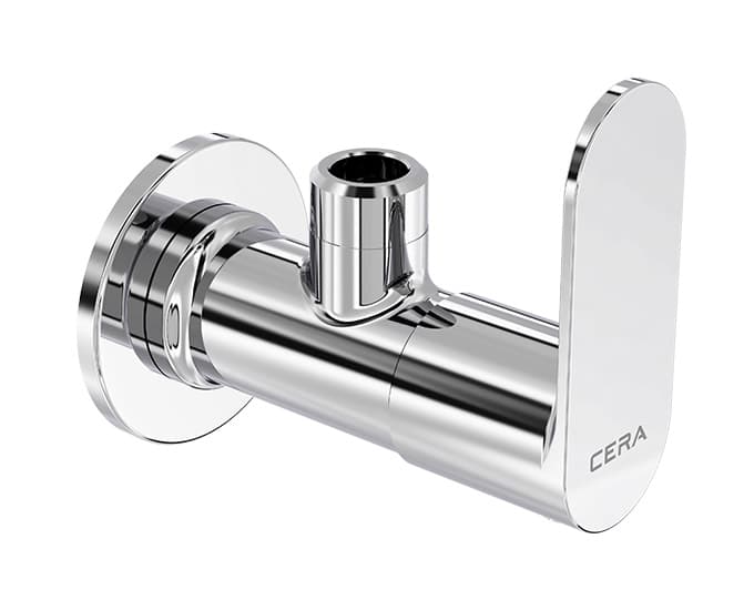 Curve Angle Cock With Wall Flange | Chrome Finish — image 1