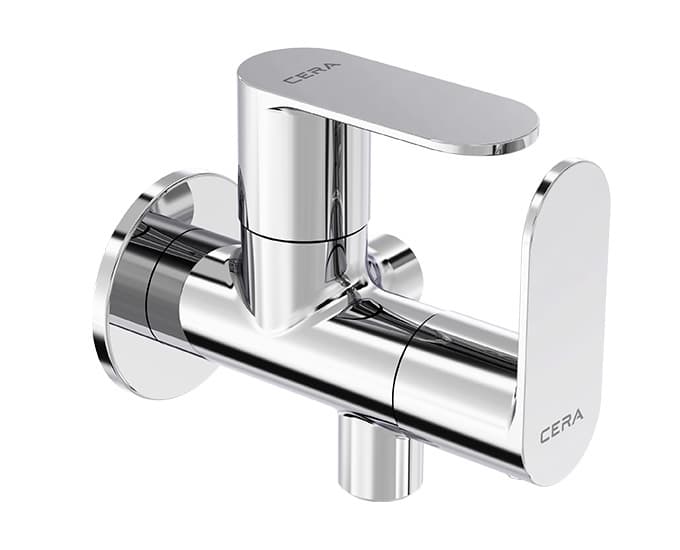 Curve 2 Way Angle Cock With Wall Flange | Chrome Finish