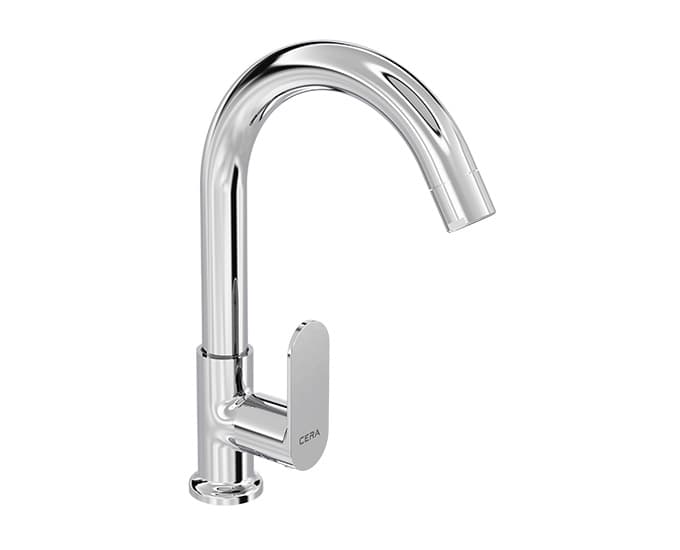 Curve Kitchen Faucet (Only Cold water) With 150 mm (6") Long Swivel Spout | Chrome Finish | For Kitchen Use