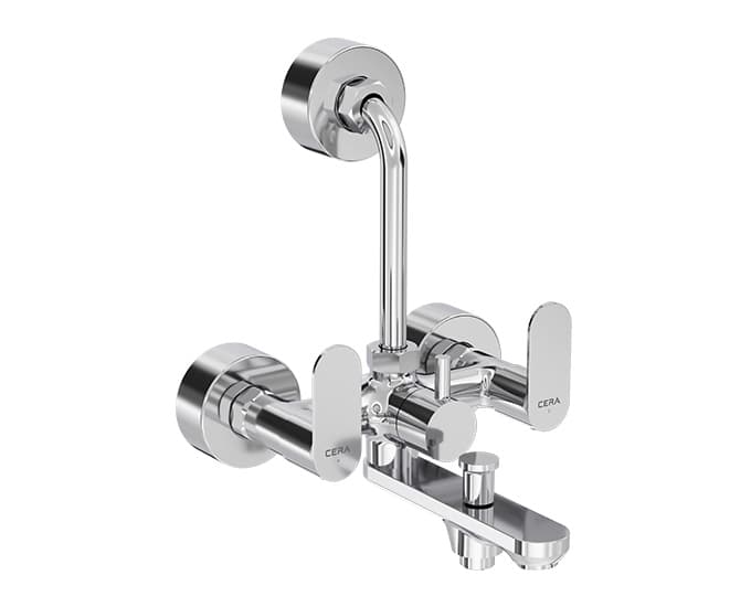 Curve Wall Mixer (3-in-1) With Arrangement for both Hand Shower and Overhead Shower With Bend Pipe | Chrome Finish — image 1