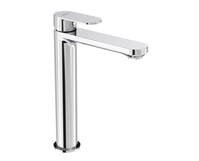 Curve Single Lever Basin Mixer Tall (Hot & Cold Water) | Chrome Finish | With 300 mm (12") Extended Body, 131.5 mm Spout Length and 600 mm Braided Connection Pipe