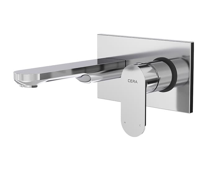 Curve Exposed Part for Wall Mounted Single Lever Basin Mixer (Hot & Cold Water) | Compatible With Concealed Part F4065103 sold separately | Chrome Finish
