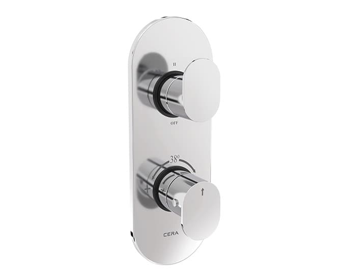 Curve Exposed Part for 3 Outlets Single Lever Thermostatic Concealed Diverter | Chrome Finish | Compatible With Concealed Part (F4080101 sold separately) — image 1