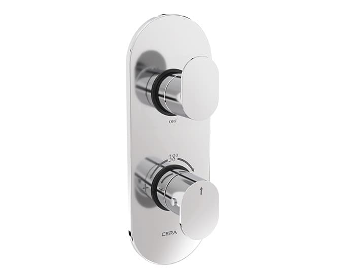 Curve Exposed Part for 2 Outlets Single Lever Thermostatic Concealed Diverter | Chrome Finish | Compatible With Concealed Part (F4080102 sold separately) — image 1