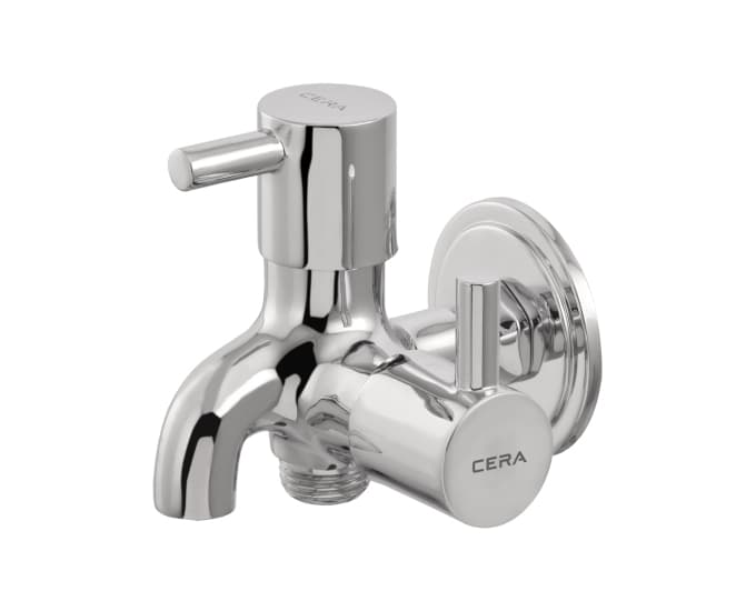 Garnet 2-Way Bib Cock (Only Cold Water) With Two Handle, Flange | Chrome Finish — image 1
