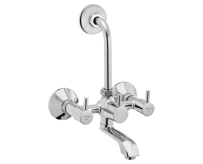 Garnet Wall Mixer With Bend Pipe for Overhead Shower | Chrome Finish