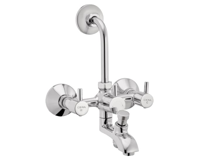 Garnet Wall Mixer (3-in-1) With Arrangement for both Hand Shower and Overhead Shower With Bend Pipe | Chrome Finish