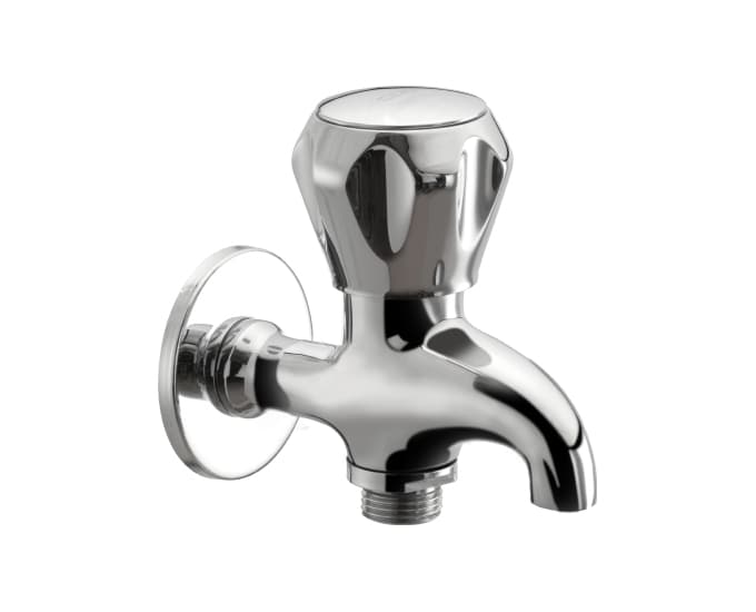 Ocean 2-Way Bib Cock (Only Cold Water) With Flange | Chrome Finish — image 1