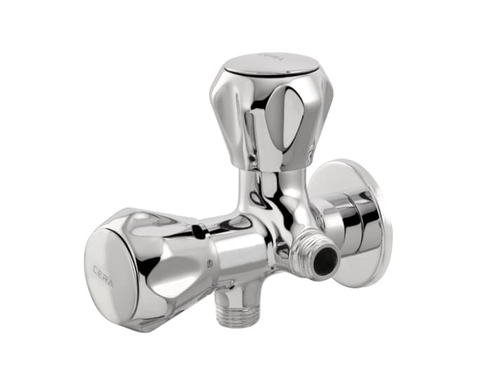 Ocean 2-Way Angle Cock With Wall Flange | Chrome Finish