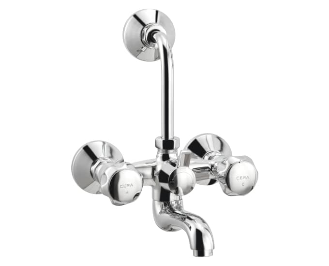 Ocean Wall Mixer With 210 mm (8.5") Long Bend Pipe for Overhead Shower | Chrome Finish — image 1