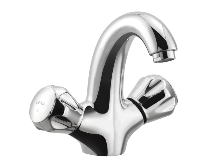 Ocean Basin Mixer (Hot & Cold Water) | Chrome Finish | With 450 mm Braided Connection Pipe