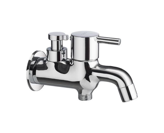 Fountain 2-Way Bib Cock (Only Cold Water) With Flange | Chrome Finish