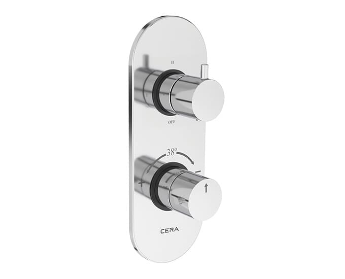 Fountain Exposed Part for 3 Outlets Single Lever Thermostatic Concealed Diverter | Chrome Finish | Compatible With Concealed Part F4080101 sold separately — image 1