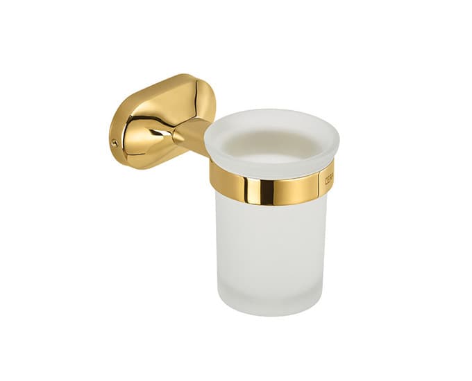 Icon Tooth Brush Holder (Glass) | French Gold Finish