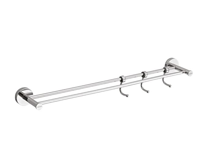Meridien Double Towel Rail 24" With Hook | Chrome Finish — image 1