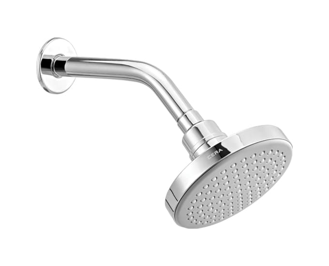Overhead Shower 125 mm Dia (5") With 200 mm (8") Long Shower Arm and Wall Flange | Chrome Finish — image 1