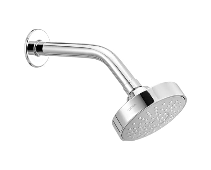 Overhead Shower 100 mm Dia (4") With 200 mm (8") Long Shower Arm and Wall Flange | Chrome Finish