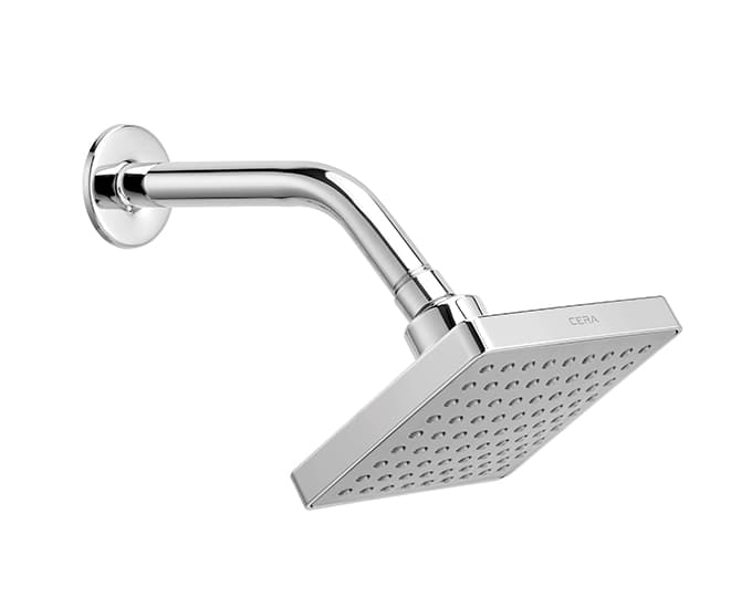 Overhead Shower 125 mm (5") With 200 mm (8") Long Shower Arm and Wall Flange | Chrome Finish — image 1