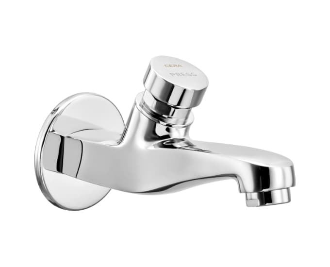 Bib Cock (Only Cold Water) | Pressmatic (Self Closing) | With Flange | Chrome Finish — image 1