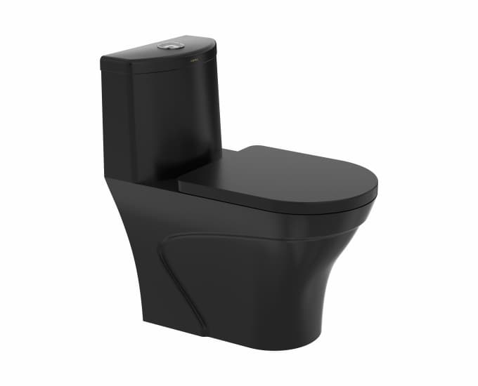 Celebrate 3D One Piece Toilet | Finish : Matte Black Outside & Inside | With Duroplast Soft Close Seat Cover | S Trap 300 mm