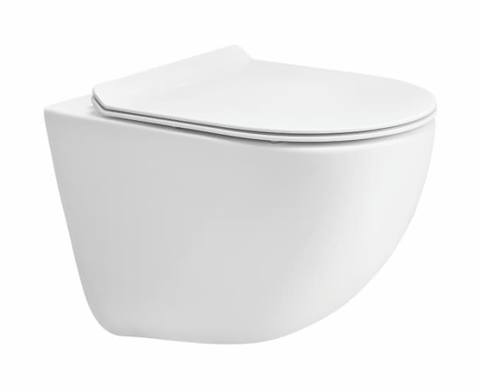 Carnival Rimless Wall Hung Toilet | Finish: Snow White | Size: 510 x 365 x 380 mm | Rag Bolt Distance: 165±20mm | Duroplast Slim Soft Close Seat Cover Included — image 1