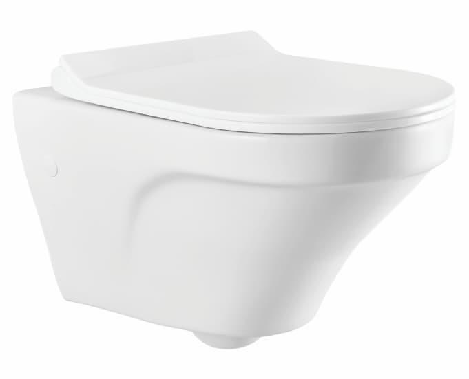 Chanter Pro Rimless Wall Hung Toilet | Finish: Snow White | Size: 515 x 360 x 350 mm | Rag Bolt Distance: 230±5mm | Slim Soft Close Seat Cover Included