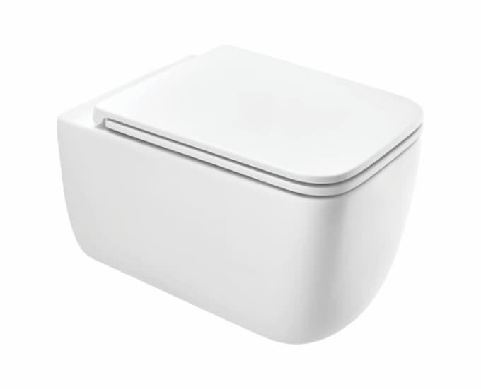 Cartica Rimless Wall Hung Toilet | Finish: Snow White | Size: 530 x 365 x 375 mm | Rag Bolt Distance: 180±5mm | Duroplast Slim Soft Close Seat Cover Included — image 1