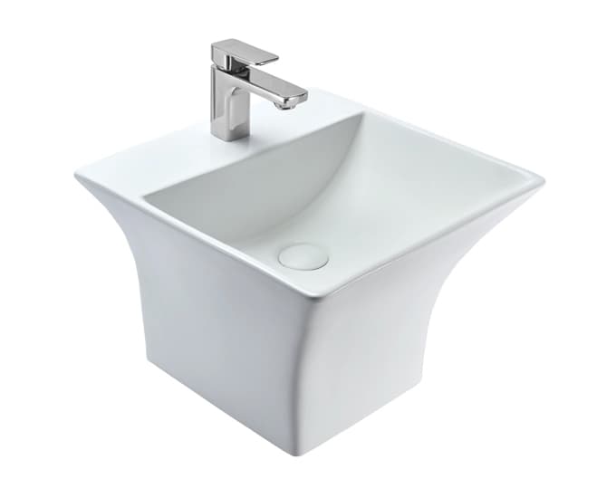 Chamber Neo One Piece Wash Basin With Integrated Half Pedestal | Finish: Snow White | Size: 440 x 440 x 345 mm | With Tap Hole Provision — image 1