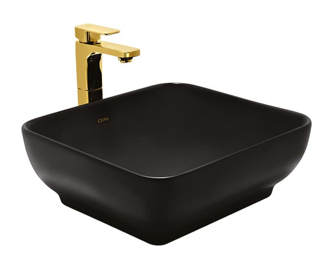 Campa Black Thin Rim Wash Basin | Without Tap Hole Provision | Finish Matte Black outside & Glossy inside | Size: 450 x 400 x 160 mm — image 1