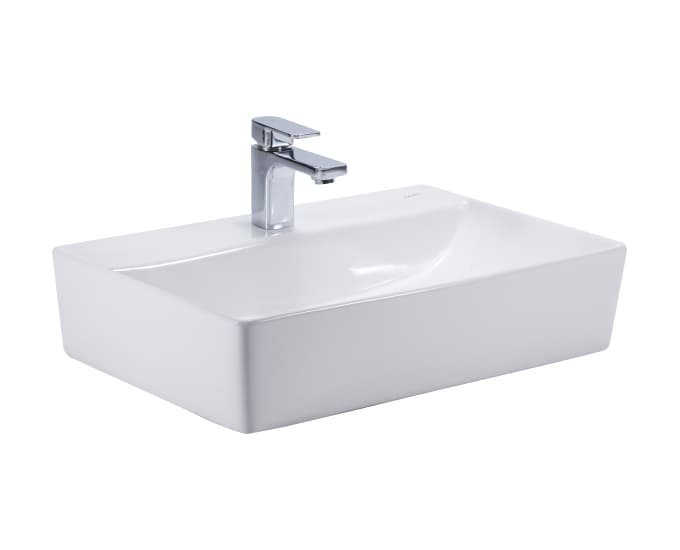 Calburt Table Top Wash Basin | With Tap Hole Provision | Finish: Snow White | Size: 550 x 400 x 140 mm — image 1