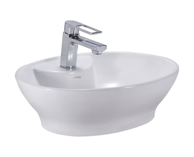 Camara Table Top Wash Basin | With Tap Hole Provision | Finish: Snow White | Size: 480 x 400 x 150 mm — image 1