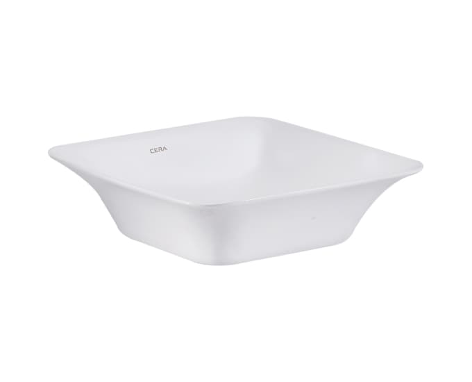 Caffie Table Top Wash Basin | Without Tap Hole Provision | Finish: Snow White | Size: 350 x 350 x 100 mm — image 1