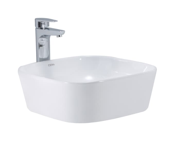 Colmin Table Top Wash Basin | Without Tap Hole Provision | Finish: Snow White | Size: 410 x 410 x 145 mm — image 1