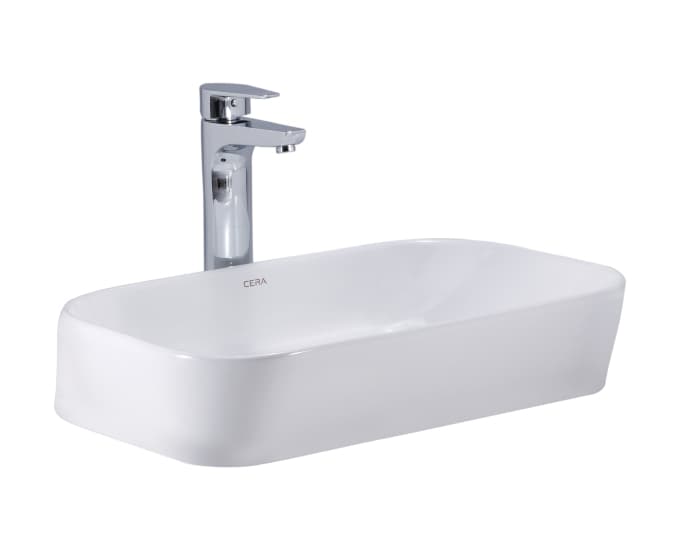 Colmax Table Top Wash Basin | Without Tap Hole Provision | Finish: Snow White | Size: 540 x 360 x 115 mm