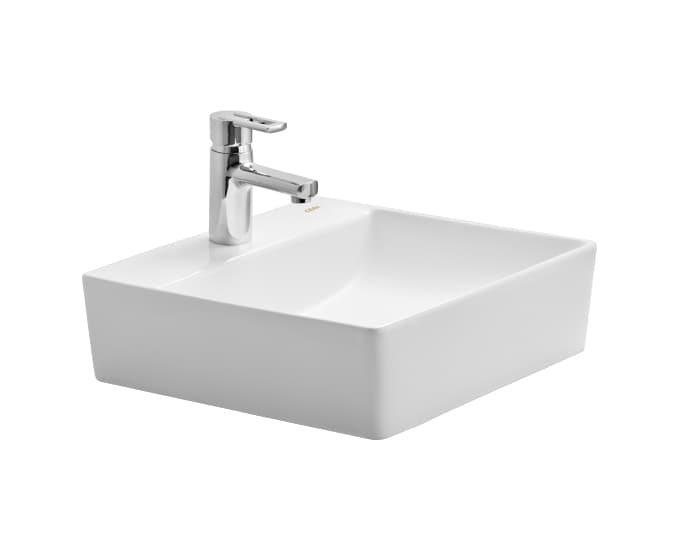 Calburt Mini Table Top Wash Basin | With Tap Hole Provision | Finish: Snow White | Size: 440 x 440 x 135 mm