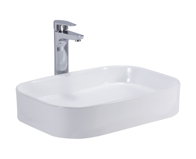 Catmid Table Top Wash Basin | Without Tap Hole Provision | Finish: Snow White | Size: 550 x 380 x 110 mm — image 1