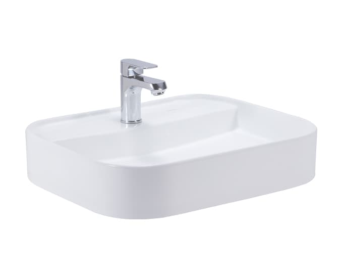 Corus Table Top Wash Basin | With Tap Hole Provision | Finish: Snow White | Size: 550 x 450 x 110 mm