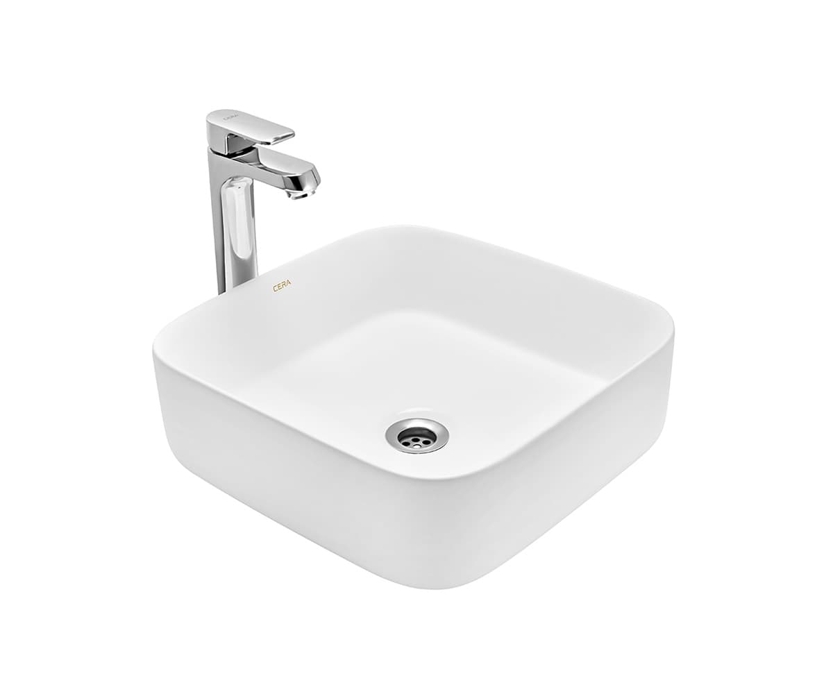 Cassero Table Top Wash Basin | Without Tap Hole Provision | Finish: Snow White | Size: 400 x 400 x 140 mm — image 1