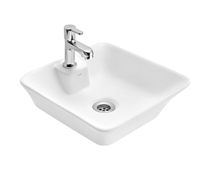 Casual Table Top / Wall Hung Wash Basin | With Tap Hole Provision | Finish: Snow White | Size: 345 x 355 x 115 mm — image 1